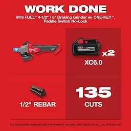M18 FUEL 18V Lithium-Ion Brushless Cordless 4-1/2 in./5 in. Braking Grinder Kit w/Paddle Switch & (2)6.0 Batteries