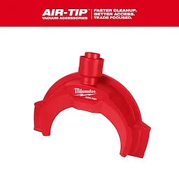 AIR-TIP Bucket Topper Dust Collector, a red vacuum accessory with the Milwaukee logo at the center, shown against a white background.