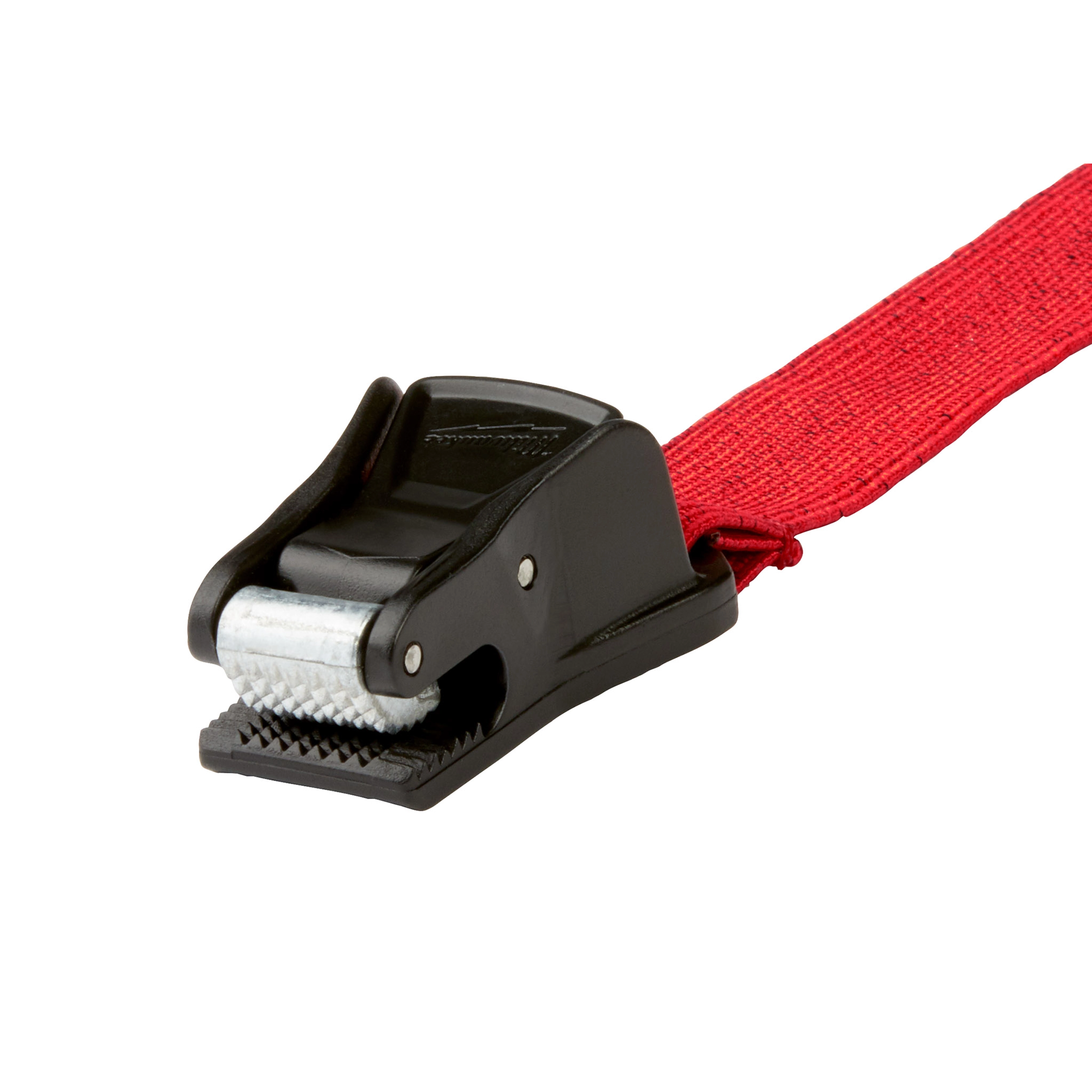 Hard Hat Lanyard with Clip featuring a black plastic clamp and a red fabric strap for securing hard hats and preventing drops.