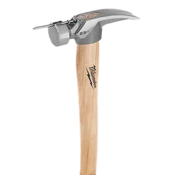 23oz Milled Face Hickory Handle Framing Hammer with metal head and wooden handle on a plain background.