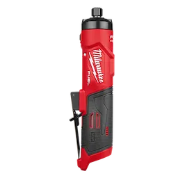 M12 FUEL 1/4" Straight Die Grinder standing upright with textured grip and visible side switch.