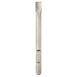 1-1/8" HEX 16" Narrow Chisel, a metal chisel with a hexagonal shaft and narrow cutting edge, suitable for demolition work.