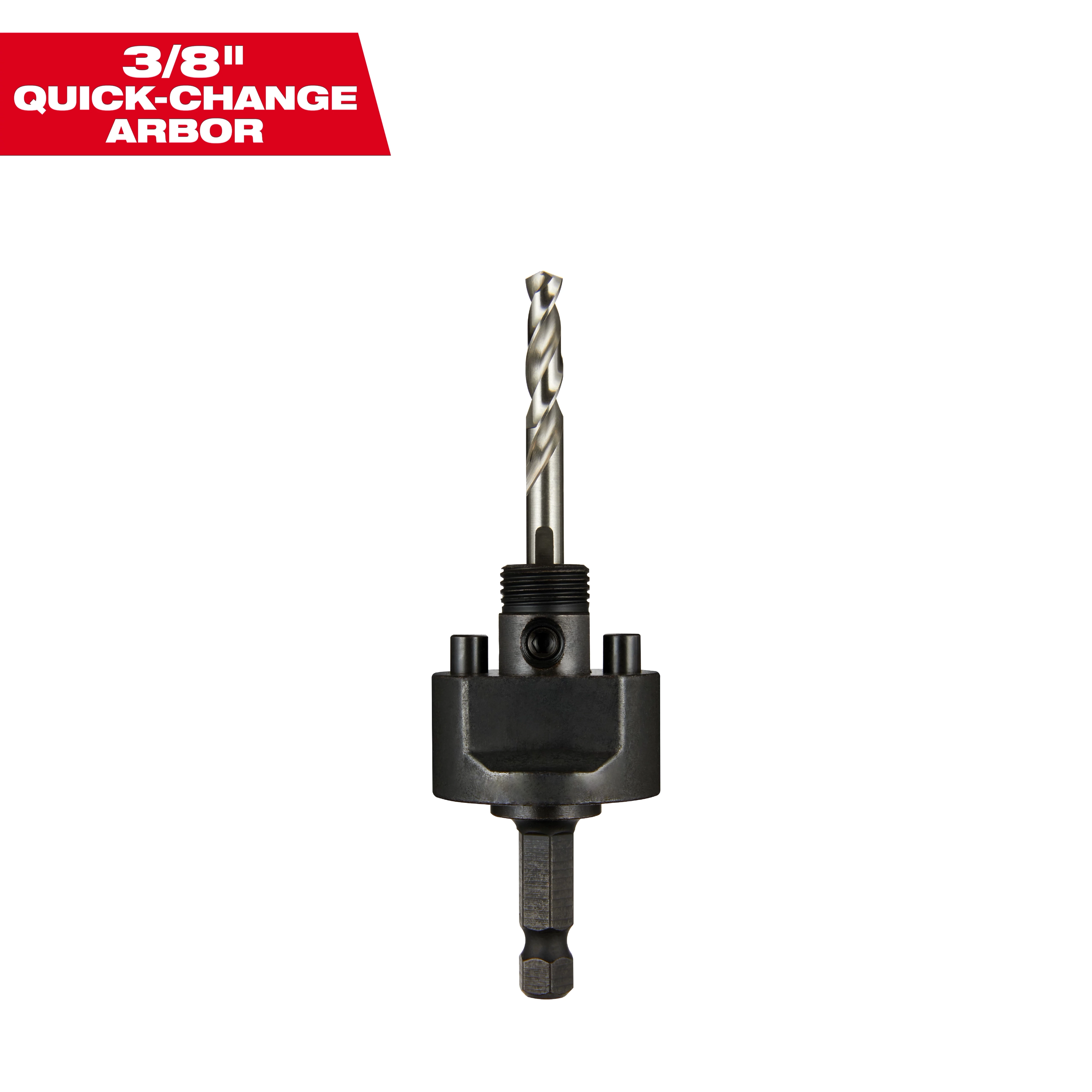 49-56-7250 Primary Image- 3/8" Quick Change Arbor, featuring a drill bit with a sturdy metal base for efficient tool switching.