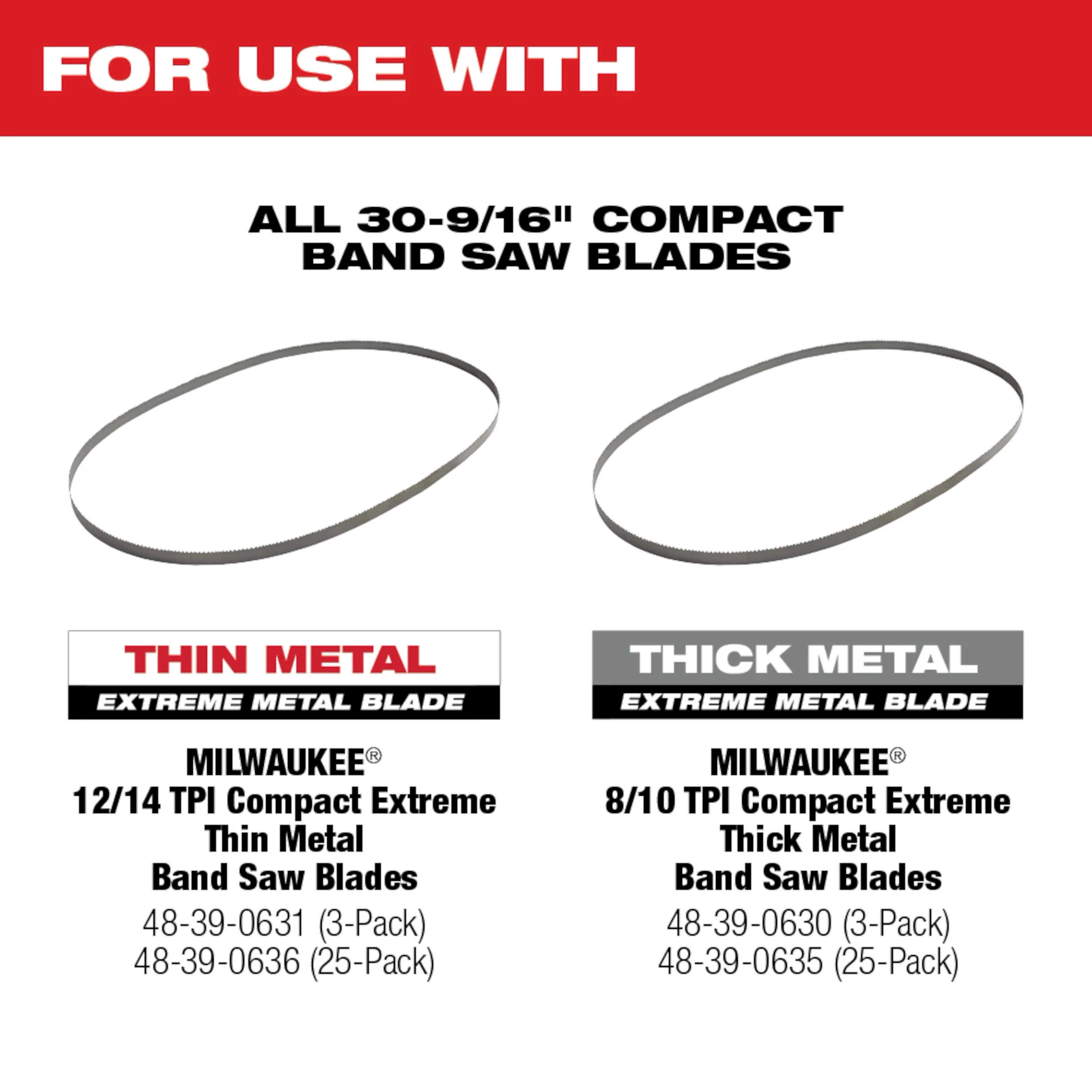 M12 FUEL™ Compact Band Saw Blade Compatibility