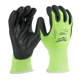 48-73-8912 - High Visibility Cut Level 1 Polyurethane Dipped Glove - L