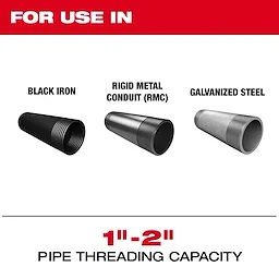 Universal Dies Image Reel is designed for threading 1"-2" pipes including black iron, rigid metal conduit (RMC), and galvanized steel.