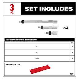3pc 1/2” Drive Locking Extension Set