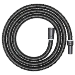1-7/8” x 16' Flexible Hose is coiled in a circular shape with black ridged tubing. The hose features two gray connector cuffs at both ends, with branding visible on one connector.
