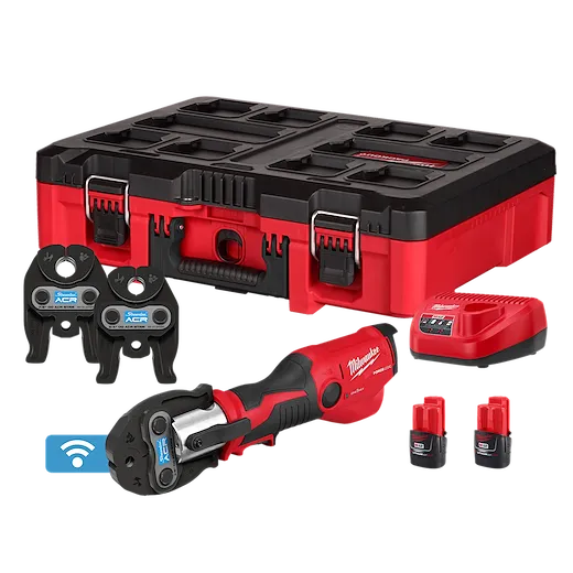 M12 FORCE LOGIC PRESS TOOL KIT w/ ONE KEY with 3/8", 3/4", 7/8" Streamline ACR Press Jaws, case, charger, and batteries.