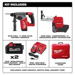 M18 FUEL™ 1” SDS Plus Rotary Hammer w/ Dust Extractor Kit Includes