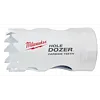 Milwaukee HOLE DOZER Bi-Metal Hole Saw, 1-1/8", with white body and carbide teeth, featuring company logo in red and text in gray.