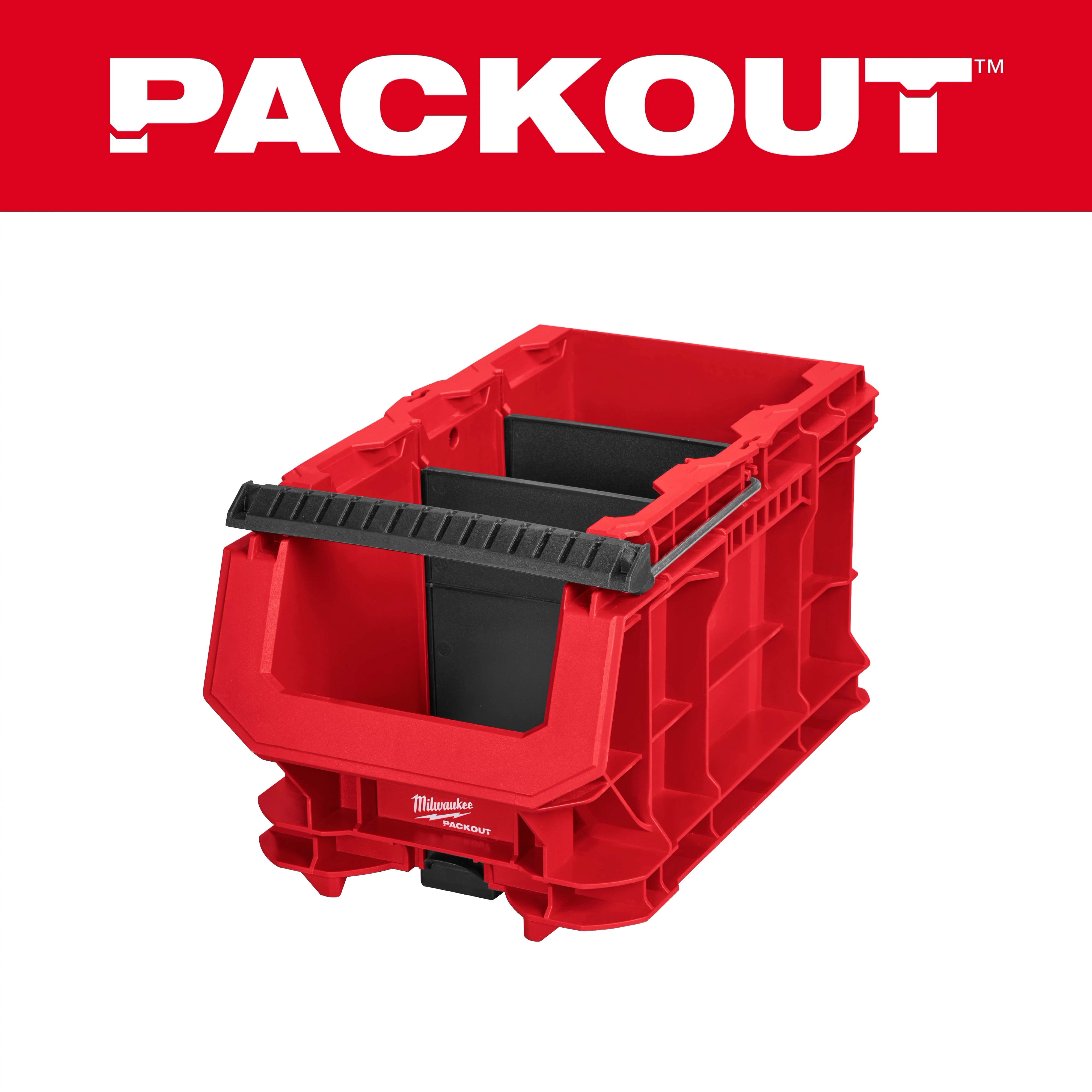 PACKOUT Compact Crate storage bin with open front and black handle on a plain background.