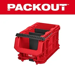 PACKOUT Compact Crate storage bin with open front and black handle on a plain background.