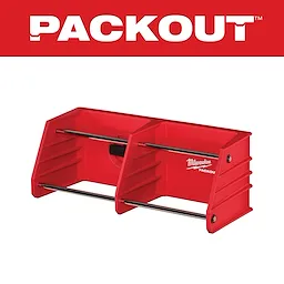 PACKOUT Tool Rack is a red wall-mountable rack with support bars, ideal for organizing tools. PACKOUT logo appears at the top.