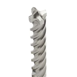 The SDS+ MX4 5/8" X 6" X 8" drill bit features a spiral flute design and a quad-edge carbide tip, optimized for enhanced drilling efficiency and durability in concrete and masonry.