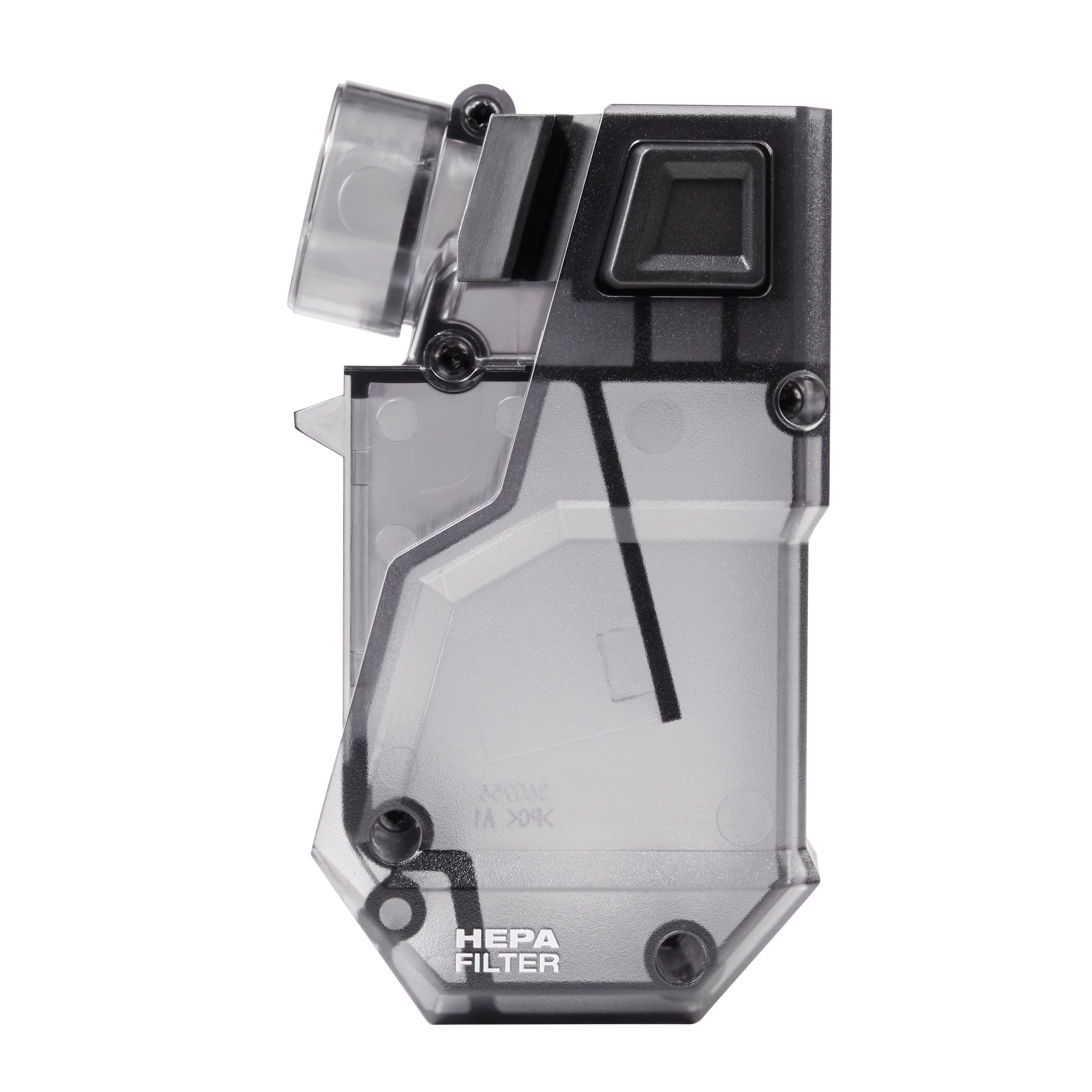 M18 FUEL HAMMERVAC Dedicated Dust Extractor Dust Box with HEPA filter and lid, featuring a transparent casing.