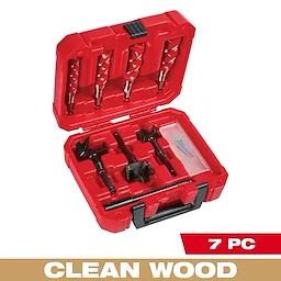 Plumbers' Selfeed Bit Kit (7 PC) in a red plastic case. The kit includes various-sized selfeed bits for plumbing applications.