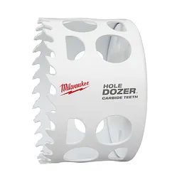 Range of Carbide Dozer hole saws in 2-3/4", 3", 3-1/8", 3-1/4", 3-3/8", 3-1/2", 3-5/8", and 3-3/4" sizes.