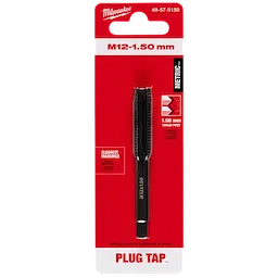 M12-1.50 mm Straight Flute Plug Tap in red packaging with white and black text for making precise metric threads with 1.50 mm pitch.