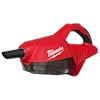 Milwaukee's M18™ Brushless Handheld Vacuum is a compact, red vacuum featuring a black nozzle and handle grip designed for ease of use. It has a clear dust container located beneath the brand's logo. Efficient for quick clean-ups, it utilizes brushless motor technology for extended longevity and performance.