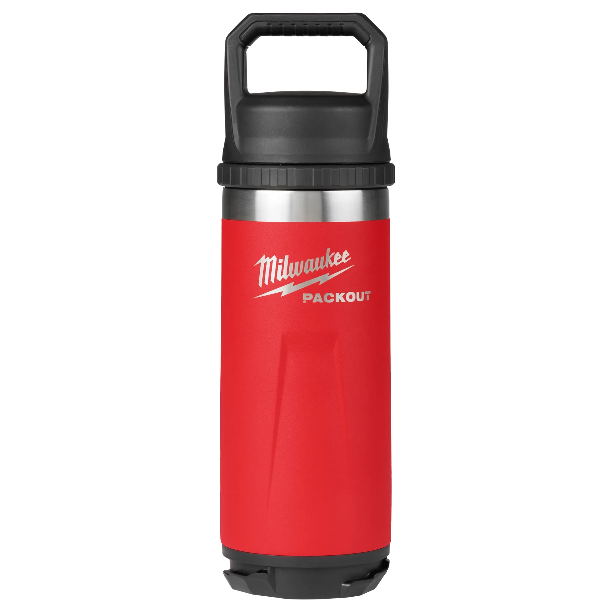 Image of the Milwaukee PACKOUT 18oz Insulated Bottle with Chug Lid in red