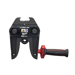 M18 Jaws and Rings - Stainless Steel features a compact, black jaw with a red and black ergonomic handle designed for durability.