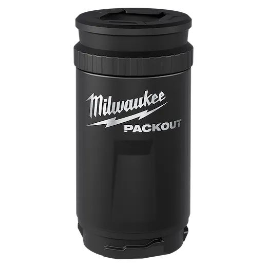 PACKOUT Insulated Can Cooler standing upright with a textured cylindrical body and screw-on lid.
