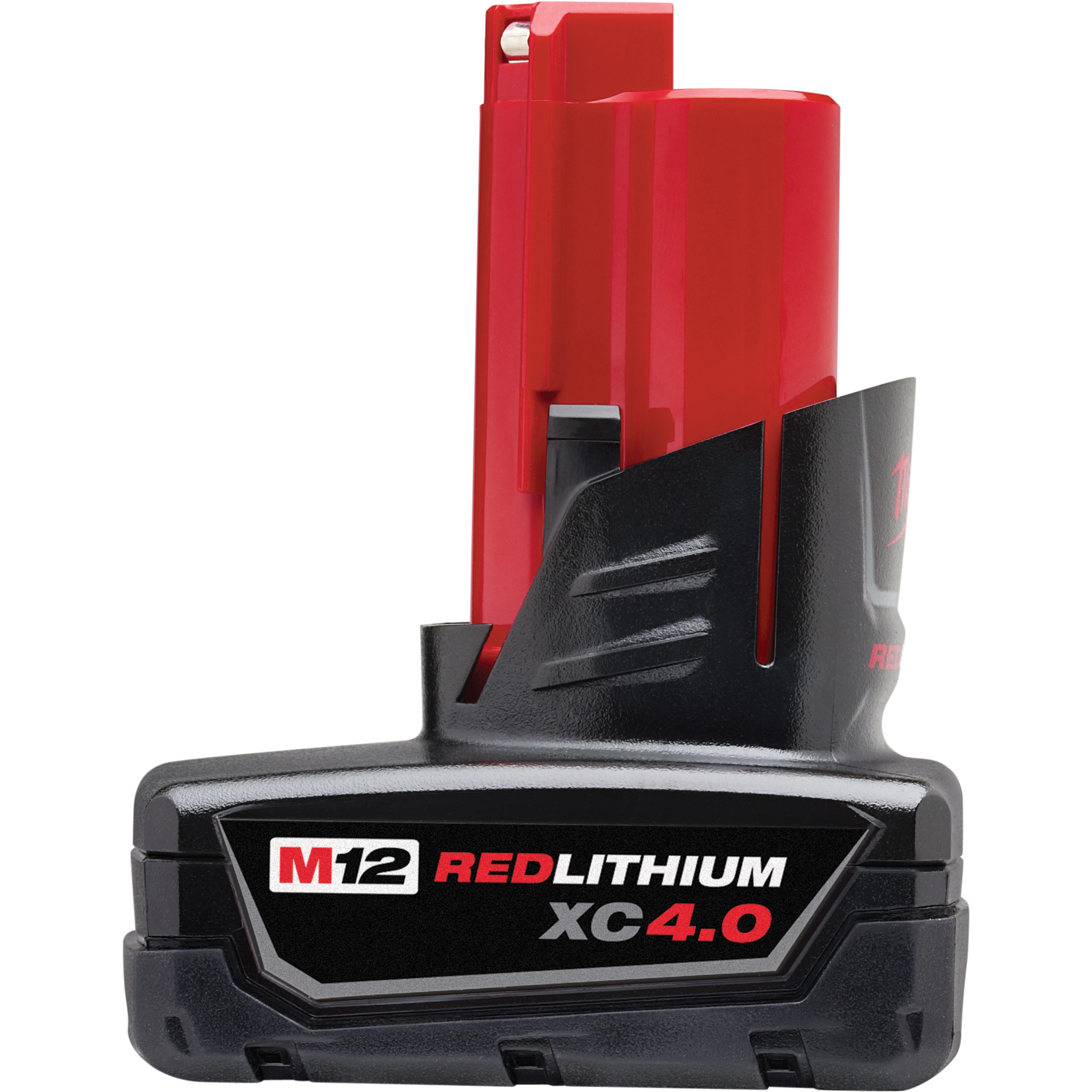 M12 REDLITHIUM XC 4.0 Extended Capacity Battery Pack, featuring a black and red design, suitable for M12 power tools.