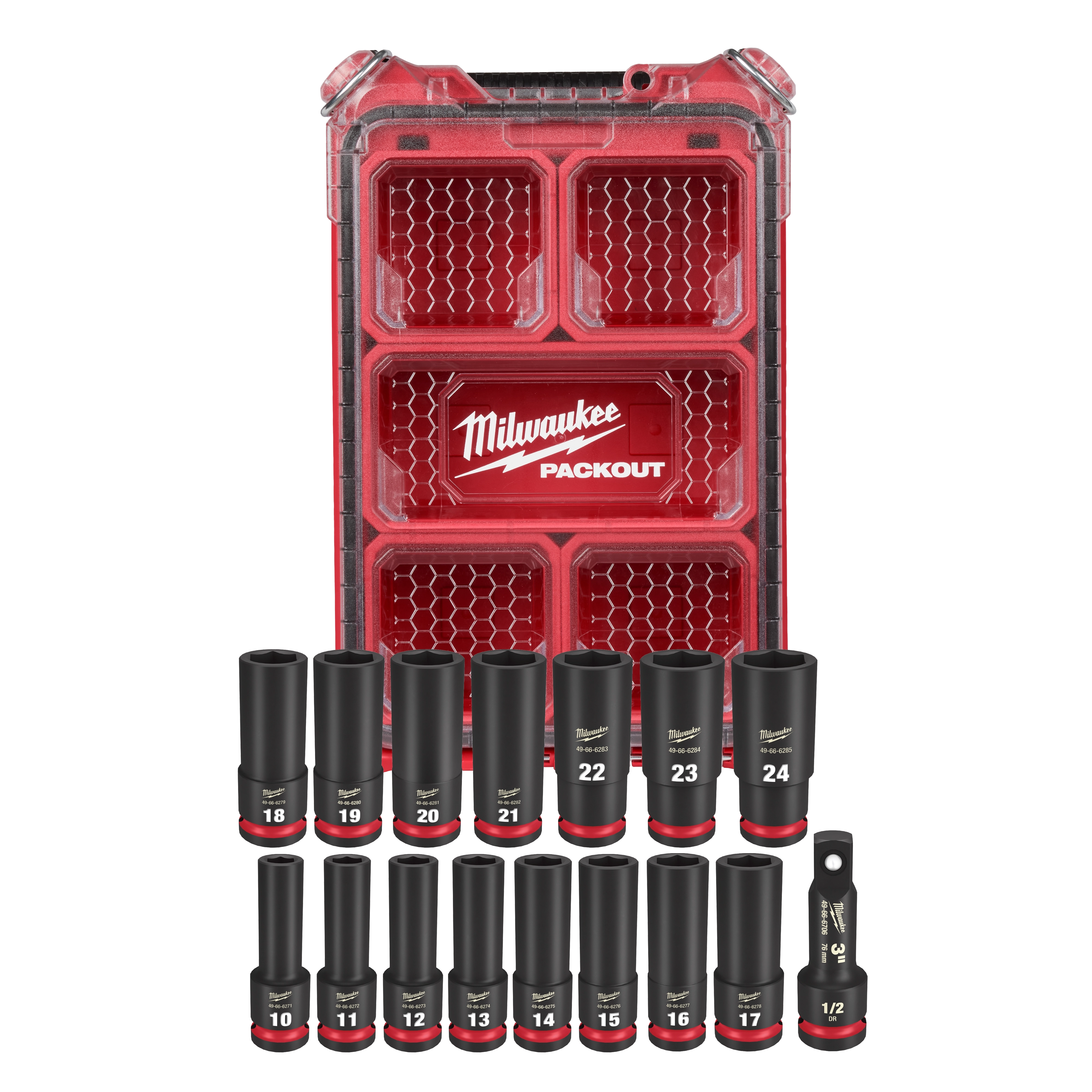 SHOCKWAVE Impact Duty  1/2  Drive Metric Deep Well PACKOUT Socket Set  16 Piece