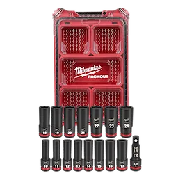 SHOCKWAVE Impact Duty 1/2 Drive Metric Deep Well PACKOUT Socket Set 16 Piece