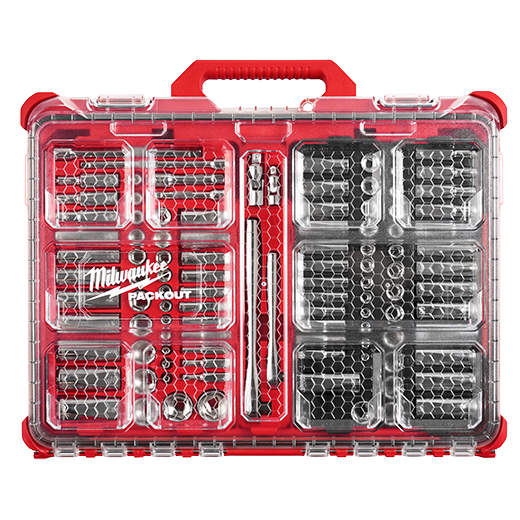 48-22-9486 - 1/4" & 3/8" METRIC & SAE RATCHET AND SOCKET SET WITH PACKOUT™ LOW-PROFILE COMPACT ORGANIZER
