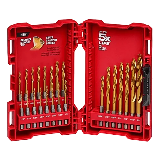 23 PC SHOCKWAVE™ RED HELIX™ Titanium Drill Bit Set