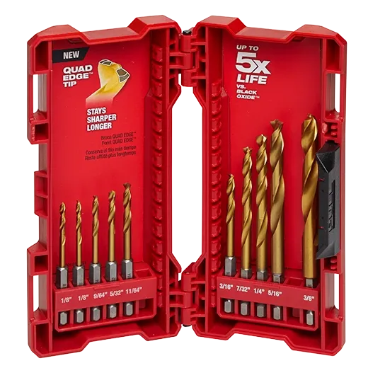 10 PC SHOCKWAVE™ RED HELIX™ Titanium Drill Bit Set