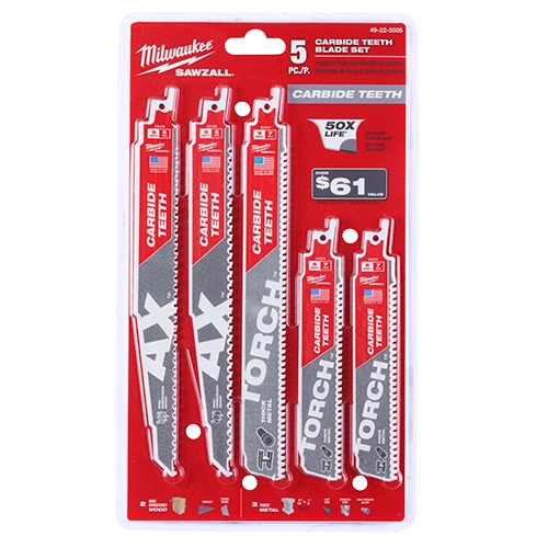 SAWZALL® Carbide Demolition Wood and Metal Cutting Reciprocating Saw Blade Set (5-Piece)